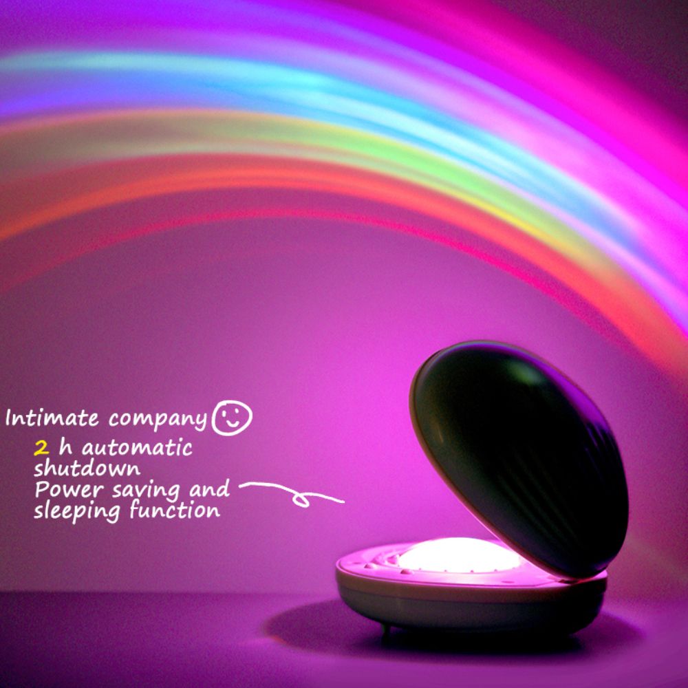 Rainbow Projector Light, USB Powered Rainbow Light Color Changing Night Lights, Shell Lights Rainbow Bedside Lamps for Decoration Kid's Room, Accompany Sleeping