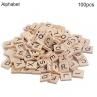 100 Pcs Wooden Alphabet Letters Numbers Heart Shape Buttons Crafts Wood Button