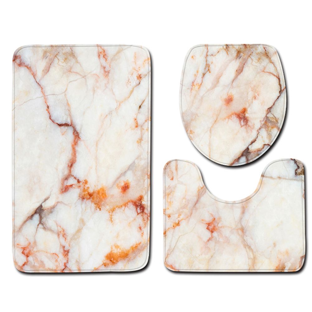Yfashion 3pcs Bathroom  Mats Anti-skid Absorbent oilet  Seat  Cover Bath  Mat Lid  Cover color:j191209-b002 size:45*75cm