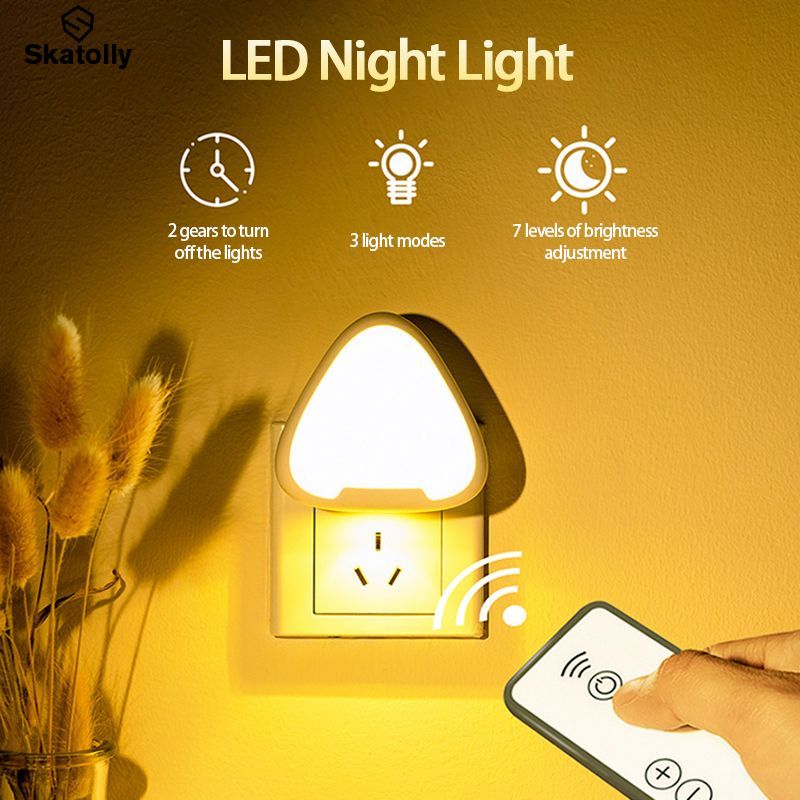 Triangle plug-in remote control induction LED home bedroom bedside wardrobe light feeding atmosphere dimming night light for home