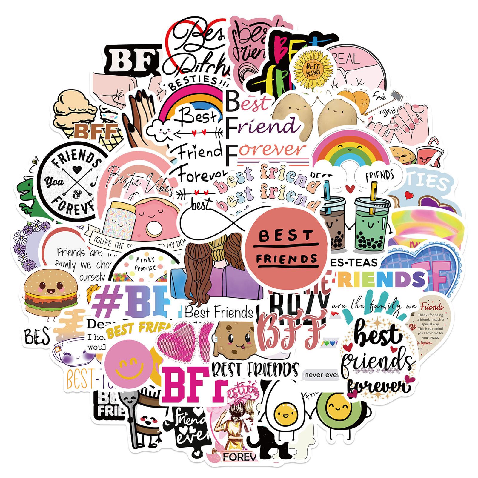 50Pcs Eye-catching Cup Sticker Reusable PVC Waterproof Friendship Pattern Guitar Decal for Home