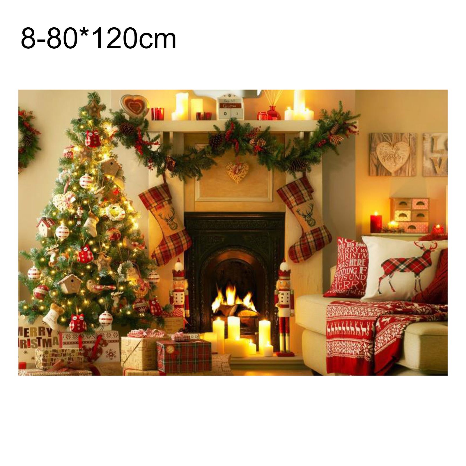 Livecity Rectangle Christmas Backdrop No-wrinkle Fabric Santa Claus Background Screen Party Decor