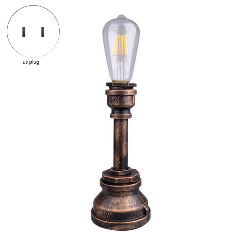 Vintage Table Lamp Button Switch Industrial Steampunk Water Pipe Desk Lamp for Bedrooms Cafe Bar Home Decor, US Plug