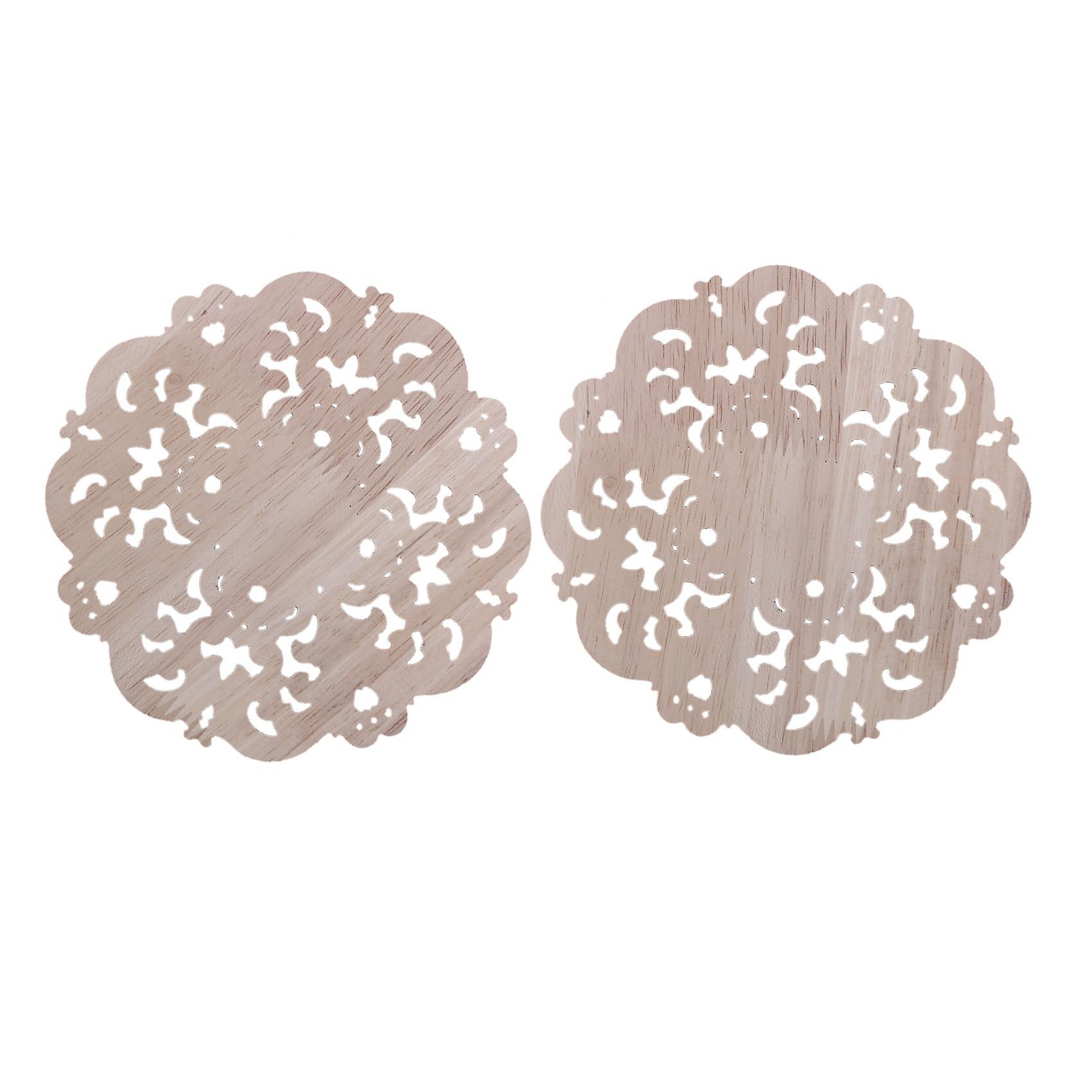 4Pcs Furniture Carving Wood Ornament Window Diameter 15 cm