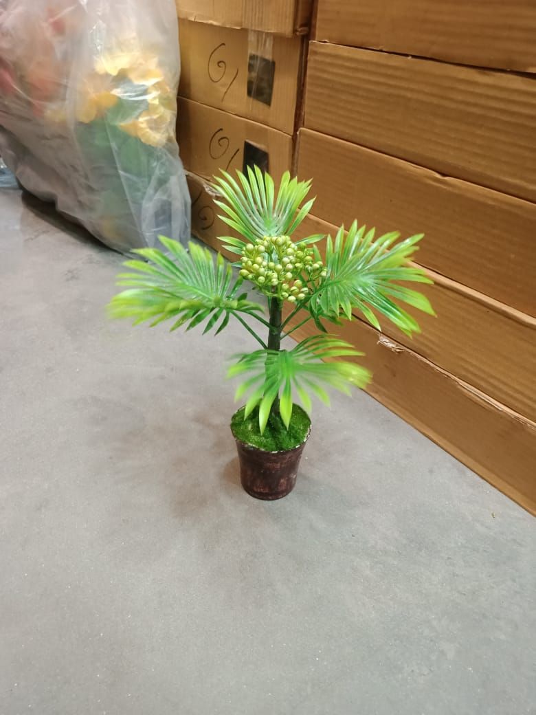 Artificial Plastic Plant Tree With Vase - Home Decoration Item