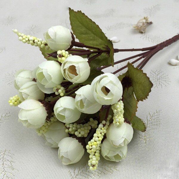 Colorful Silk Flowers artificial flower 15 heads Mini Rose Home Decor for wedding small roses bouquet decoration