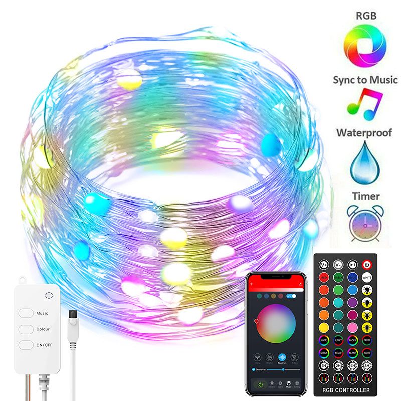5M/10M Light Copper LED String Lights, RGB Fairy String Lights, USB WIFI, Bluetooth Remote Control,Christmas Decoration hot sell
