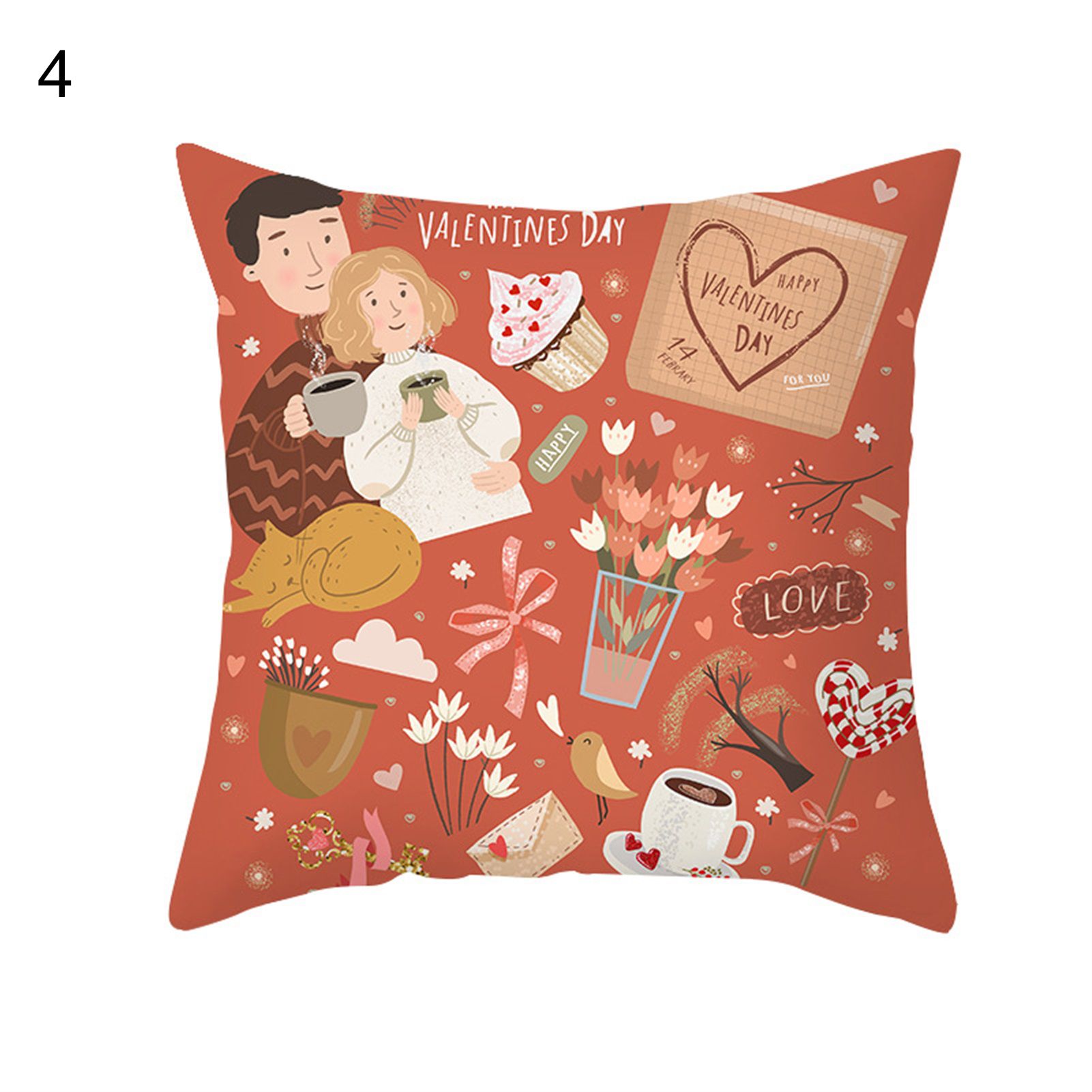 Cushion Case Wrinkle-resistant Lovely Valentine's Day Printing Throw lowcase