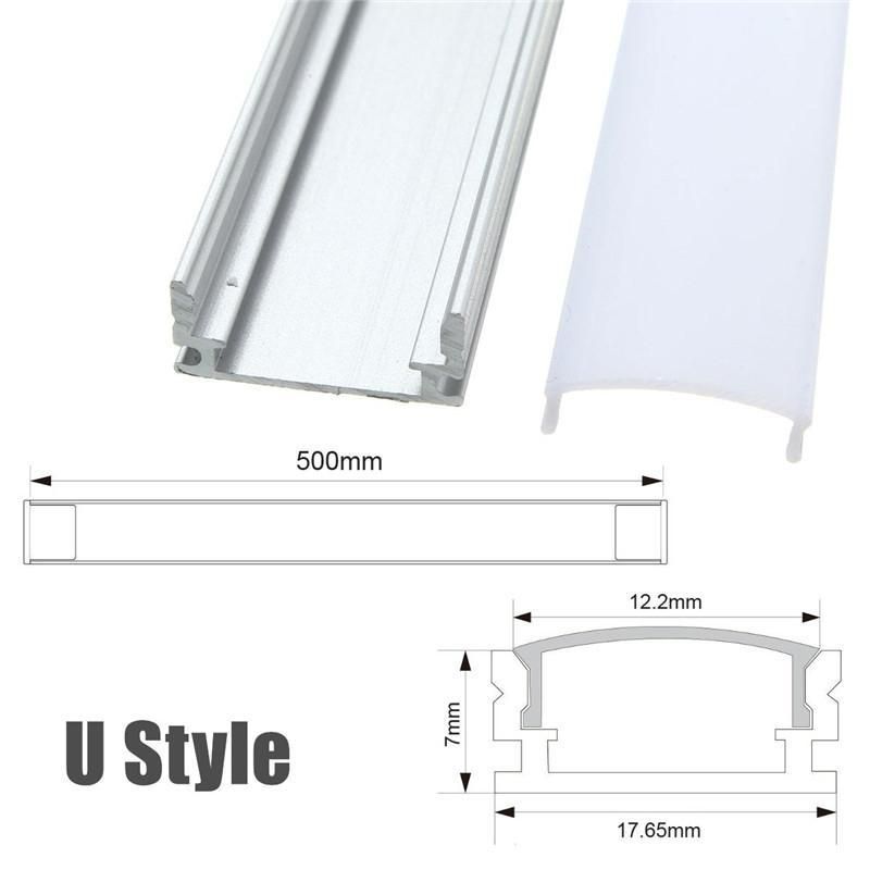 LUSTREON 50CM Aluminum Channel Holder Cover For LED Strip Light Bar Under Cabinet Lamp