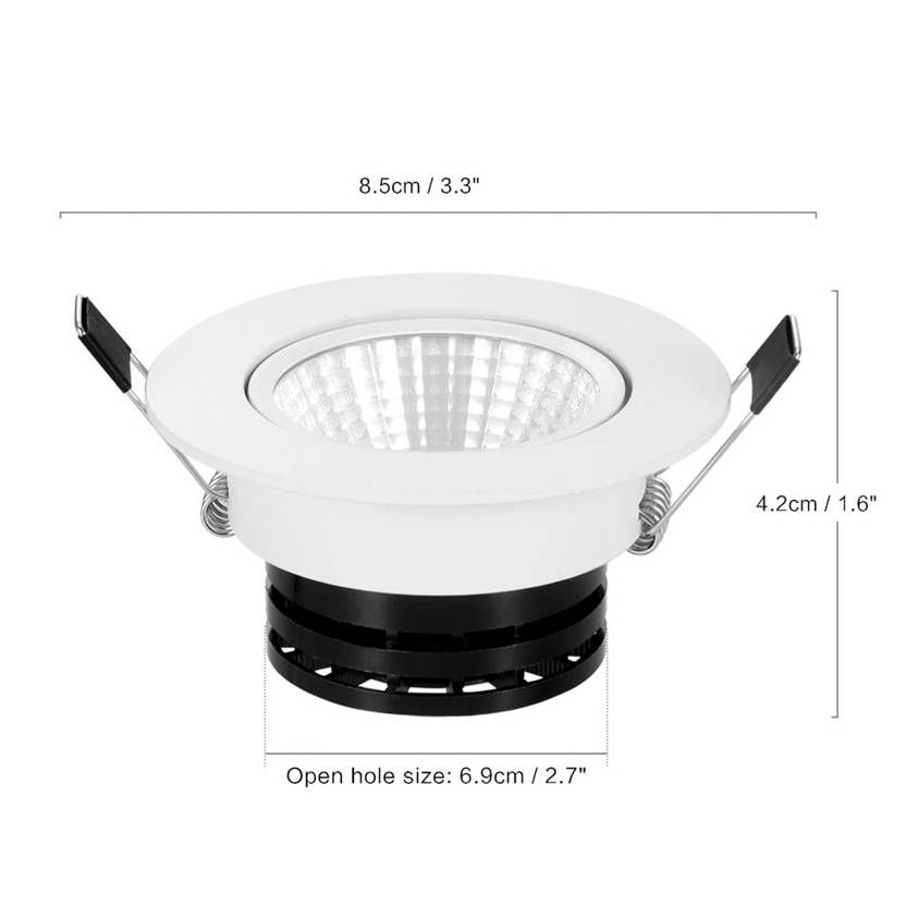 LED Downlight COB Aluminium Ceiling Light Recessed Indoor Decoration Lamp Opening Hole 69mm