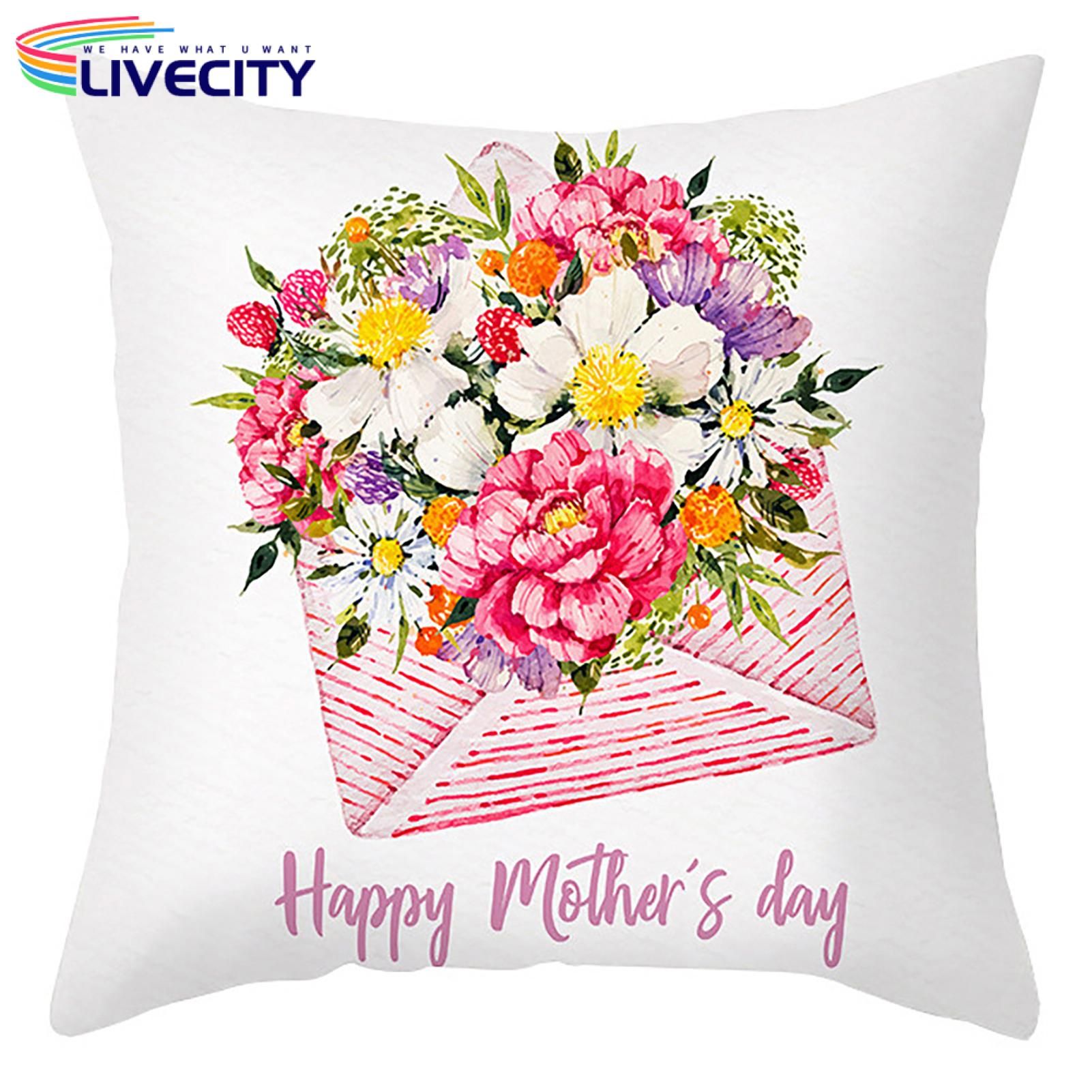 Pillow Cover Decorative Invisible Zipper Mother's Day Pillowcase
