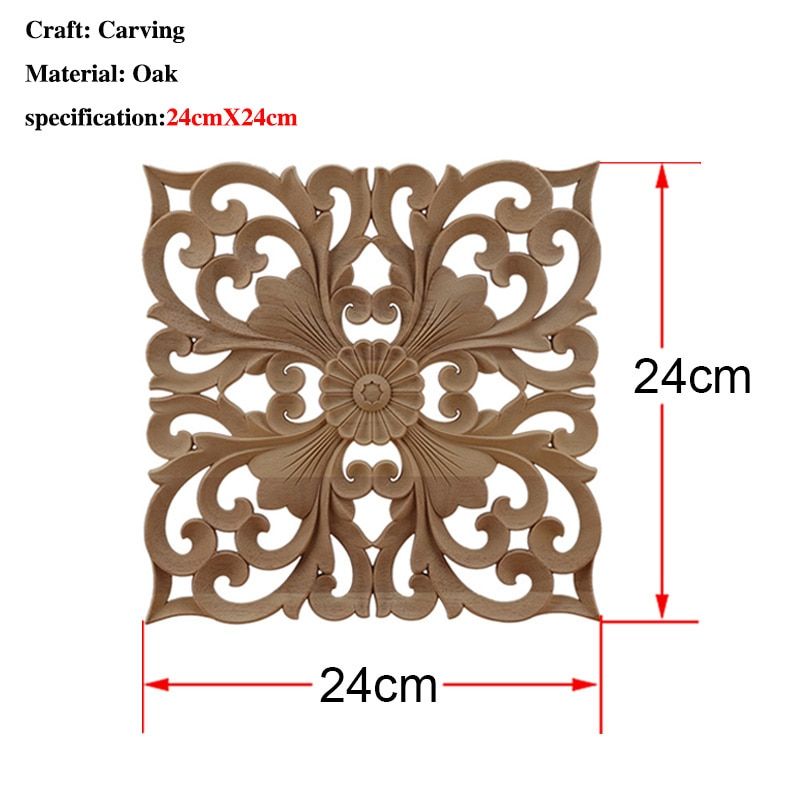 CAntique Woodcarving Wood Decal Carving Lines Wood Applique Wood Rose Rubber Home Decoration Accessories Cabinet
