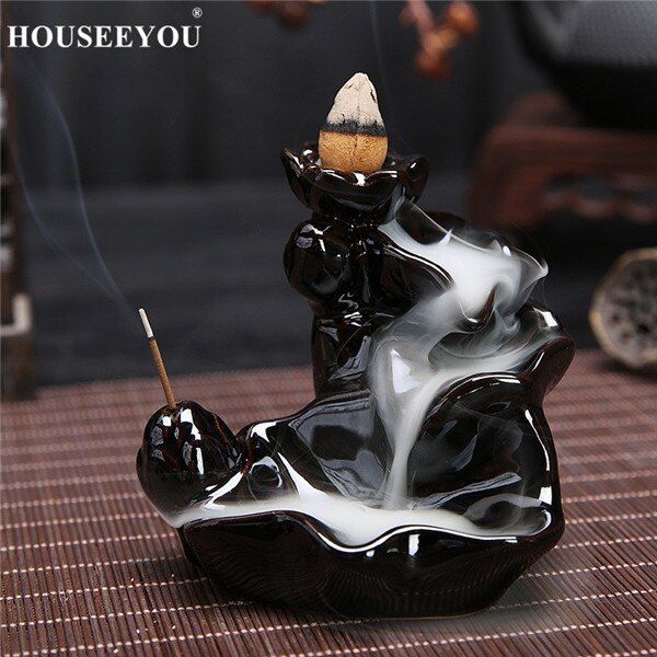 Various Kinds Aroma oke Backflow Stick Incense Burner Ceramic Glazed Waterfall Censer Home Decoration Use In Home Teahouse