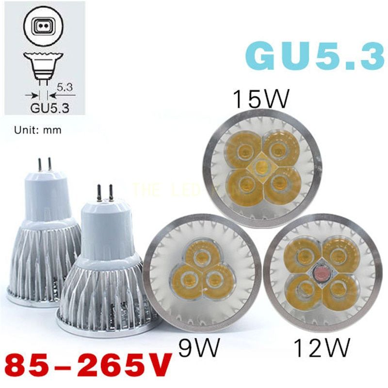 6X High wer Lampada Led MR16 12V GU10 E27 GU5.3 9W 12W 15W Led Cob Stlight Warm We/ Cool We MR 16 12V Bulb Lamp