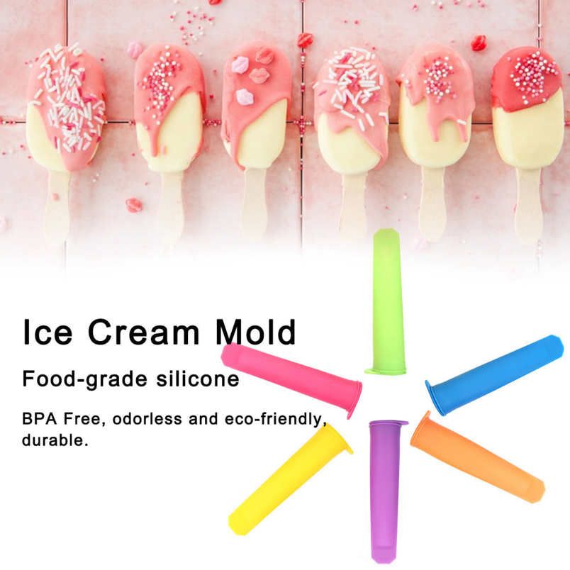 6Pcs Silicone Ice Cream Mold Reusable DIY Bar Maker Mould with Lid for Kid and Adult