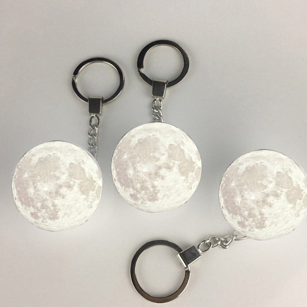 New Portable 3D Print Moon Light Keychain Decoration Night Lamp Creative Gifts Portable 3D Unique Moon Shape Decoration Keychain