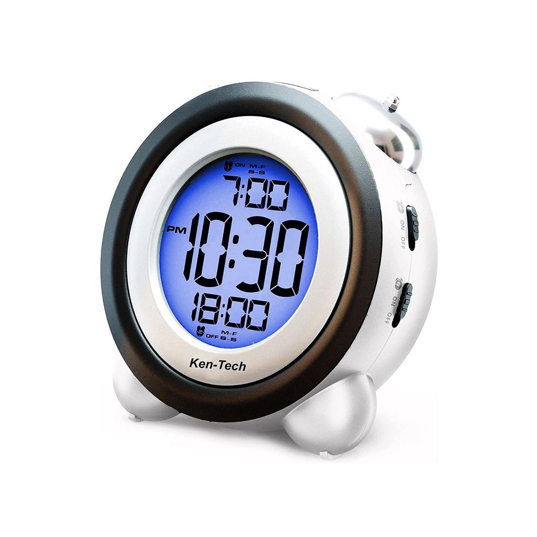 Digital Alarm Clock,Time Date Display Twin Bell Very Loud for Heavy Sleepers Dual Alarm Blue Backlight for Teens