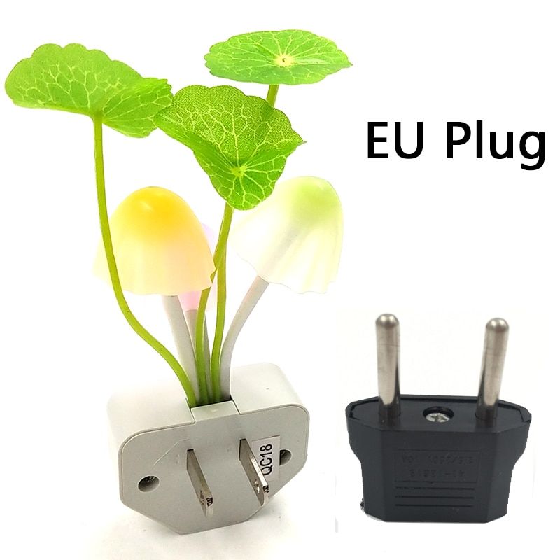 Novelty Creative night light EU/US Plug Light Sensor 3LED Colorful Mushroom Lamp Led AC110V-220V Night Lights for baby