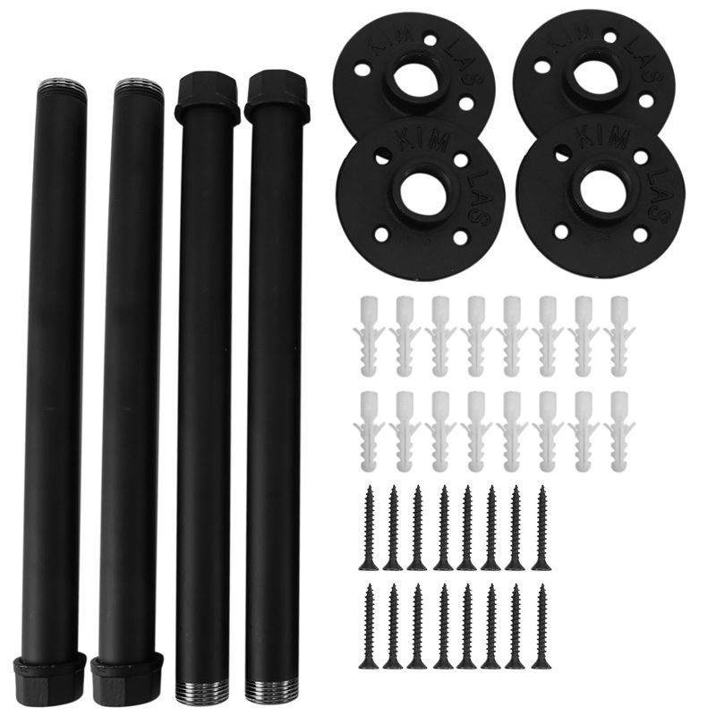 4 Pcs 12Inch Black Shelf with Screws Heavy-Duty Industrial Pipe Rack