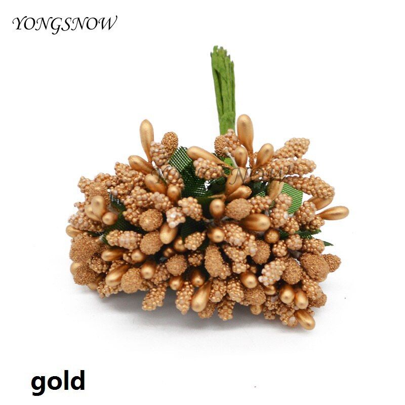 Cheap 12pcs/lot Artificial Stamen Flower For Wedding Home Decoration Pistil DIY Wreath Gift Box Scrapbooking Fake Flower8Z