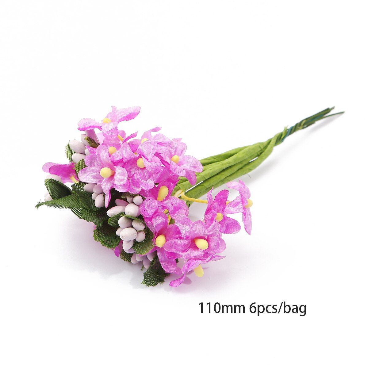 6-90pcs Purple Artificial Hybrid Flower Cherry Stamen Berries Bundle DIY Christmas Wedding Cake Gift Box Wreaths Fake Flower