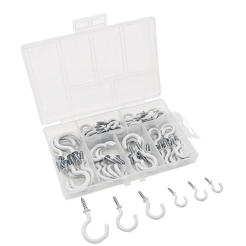 70PCS Ceiling Hooks Heavy Duty Screw Cup Hook for Bathroom Kitchen Wall Ceiling Hanging Various Size Combination Package(null)