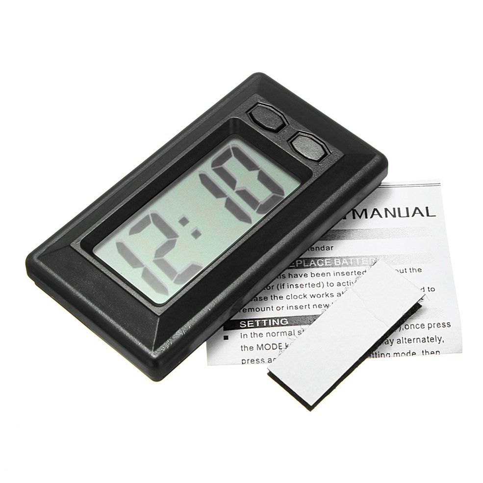 MA Ultra-thin LCD Digital Display Car Vehicle Dashboard Clock with Calendar-black