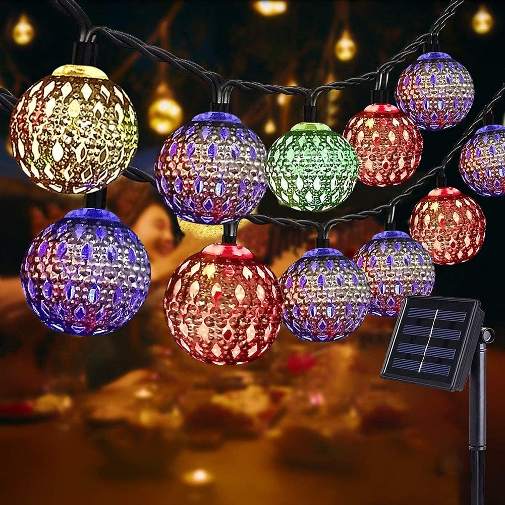 20/50 LED Solar LED Fairy String Light Colorful Moroccan Ball Lamp Waterproof Outdoot Lighting for Wedding Party Garden Decor--20 LED 5M--