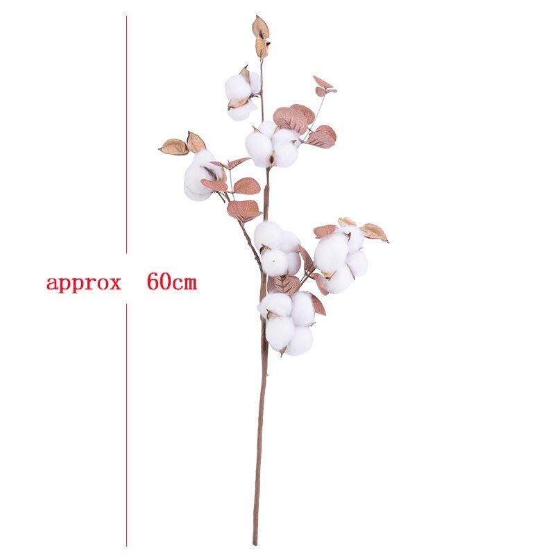 1Pcs Natural Cotton Artificial Flower Branch for Wedding Xmas Decoration Handmade Wreath Gift Kapok Flower Home Decor Supplies