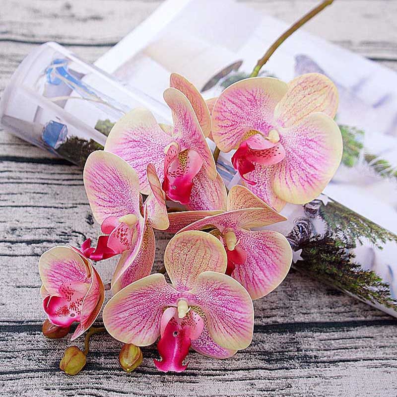 1 bundle（6 heads） plastic Butterfly orchid vases for home decor wedding decorative flowers Christmas gifts box artificial flower