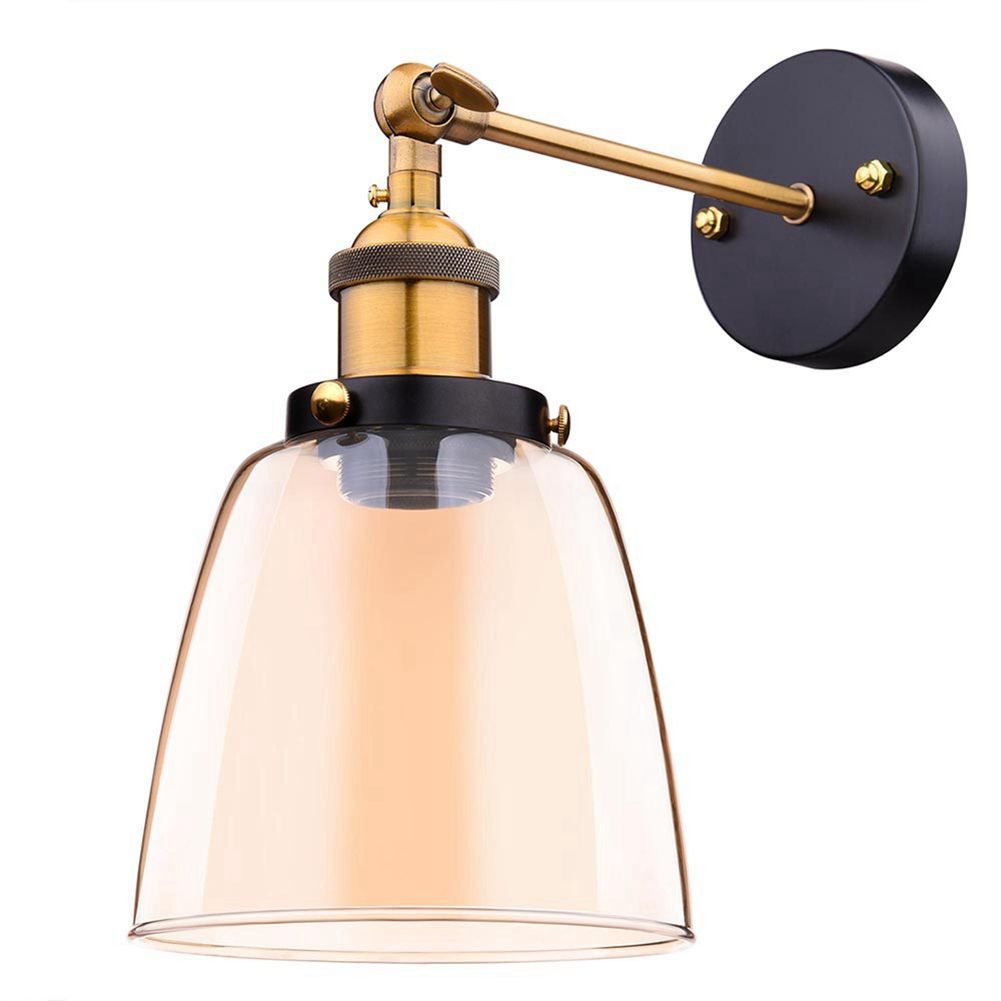Individual Attic retro wall lamp oval transparent glass design wall lamp vintage industrial home wall light metal base