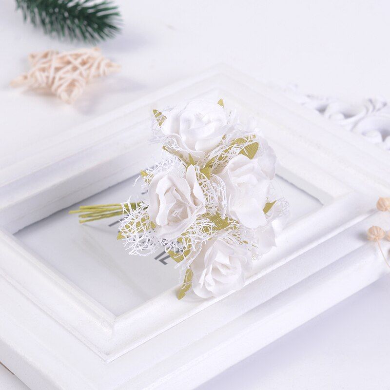 6pcs/lot 10CM silk Artificial rose Flowers Bouquet Leaf Stem Multicolor Wedding Day Home Party Wreath Decoration DIY Gift Craft