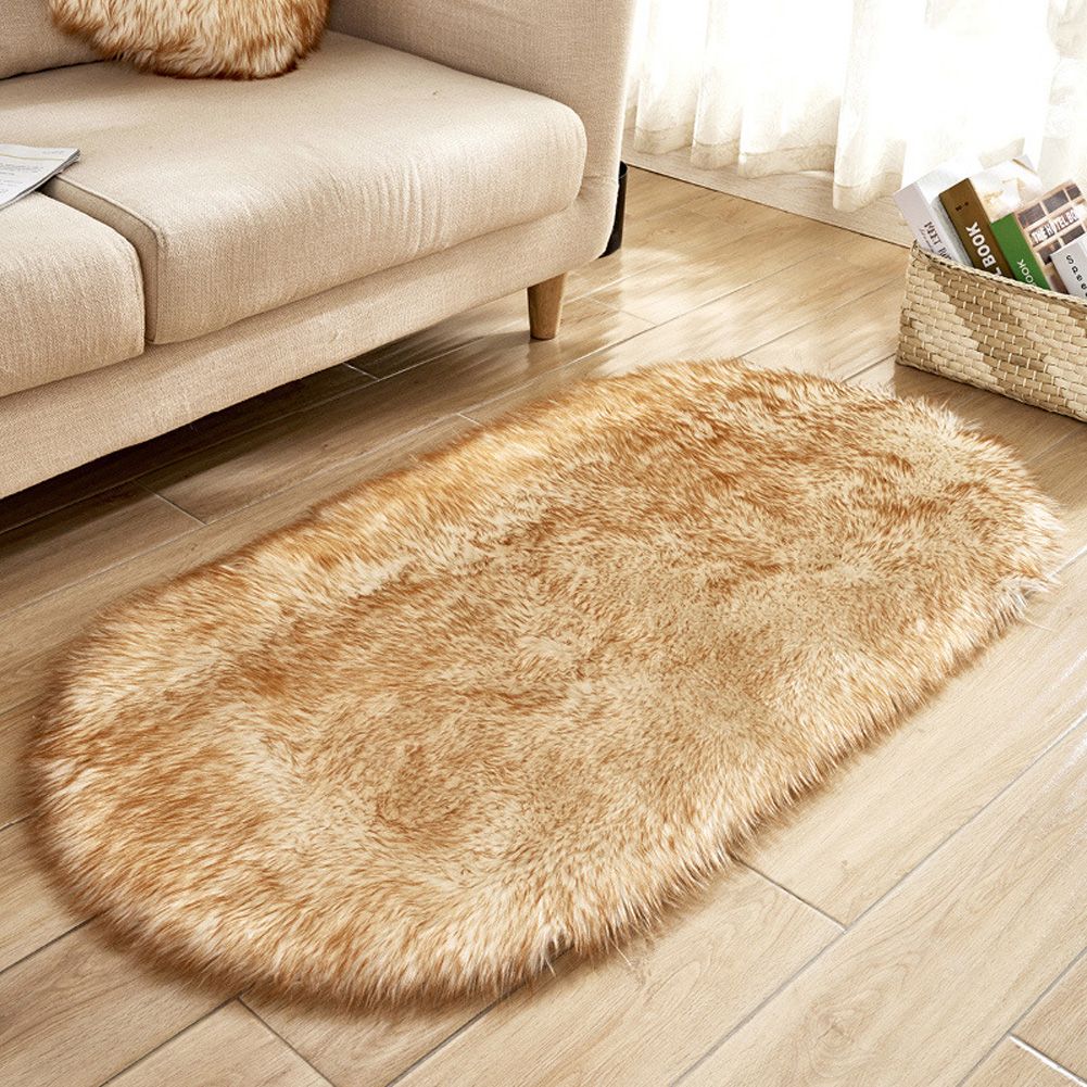 Yfashion Fluffy Imitation Wool Floor Mat Door Mat Non-slip Living Room Carpet Foot Pad Rug e Decor