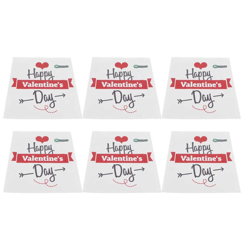 6Pcs English Wall Sticker Happy Letters Heart Pattern Bedroom Decorative Decal