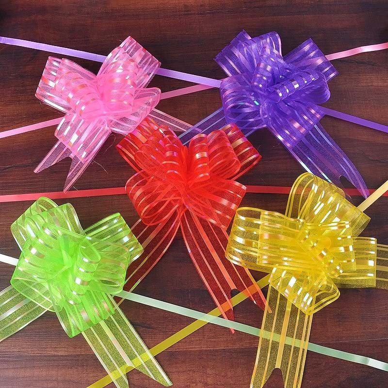5pcs/pack Of Yarn Bow Flower Christmas Gift Packaging Hand Pulled Flower 5cm Snow Yarn Hand Pulled Flower