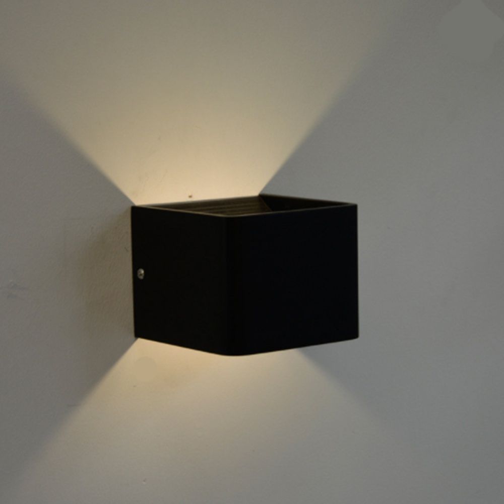 Yfashion ple Modern Square LED Wall Lamp Creative Stylish Aluminum Cube Indoor Lighting Lamp Bedroom Sanctum Aisle Stair Lighting