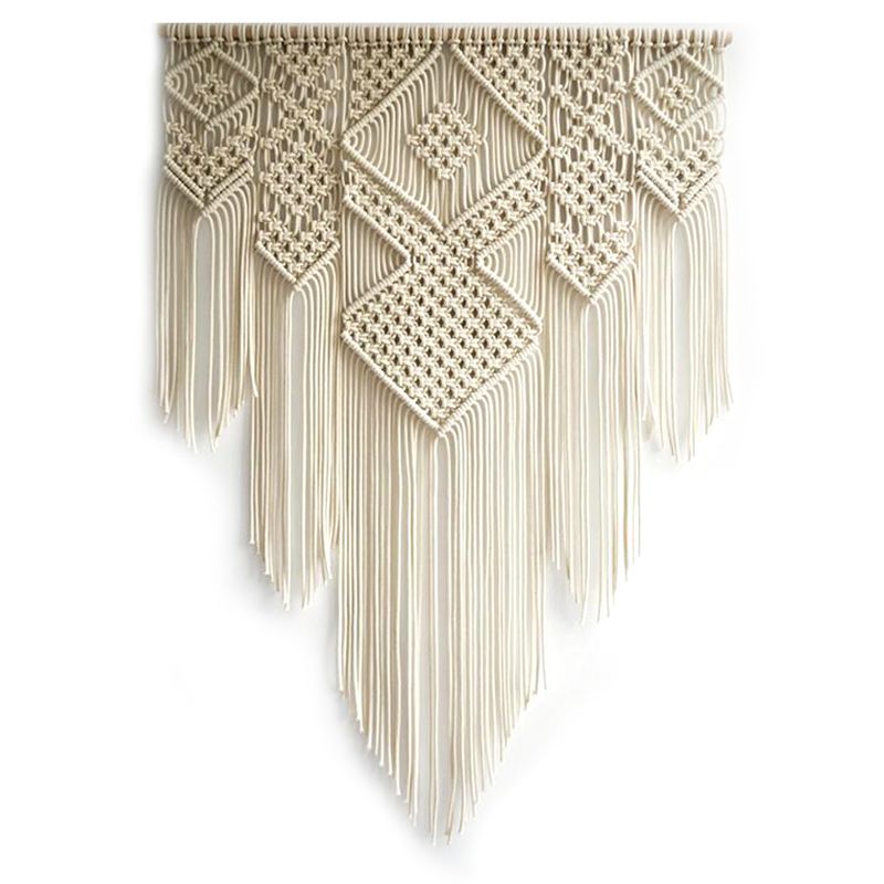 Individual Macrame Bohemian Tapestry Wall Hanging Chic Geometric Art Handicrafts Woven Tapestry for Home Living Room Decoration