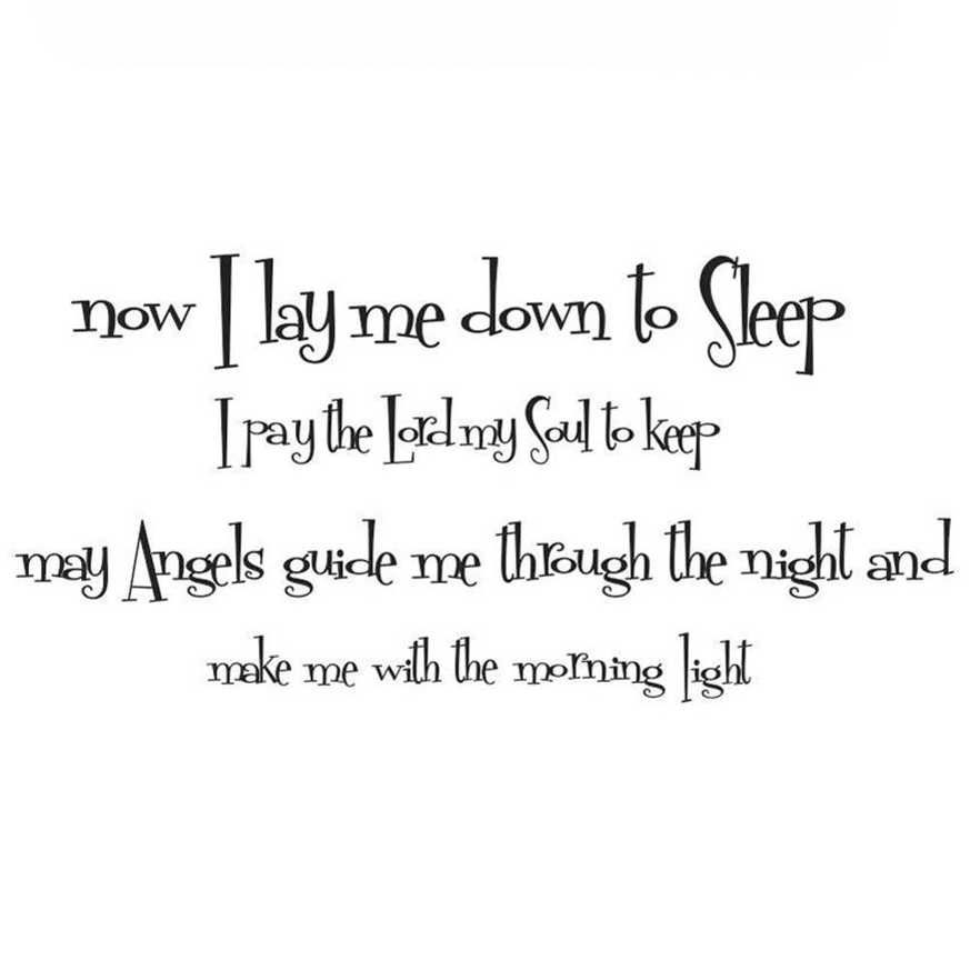 Wall Sticker Now I Lay Me Down to Sleep Quote Decal for Bedroom Home Art Decor