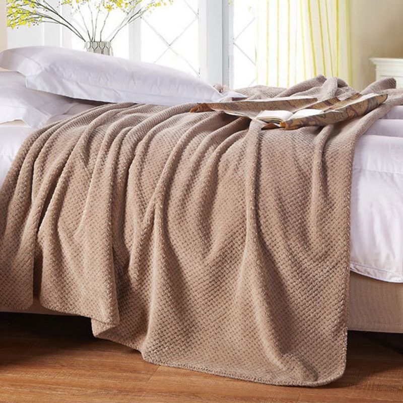 Solid Color Mesh Soft Skin Blanket Coral Carpet Velvet Towel Sofa Blanket Beibei Velvet Blanket Pineapple Small Blanket-Blue