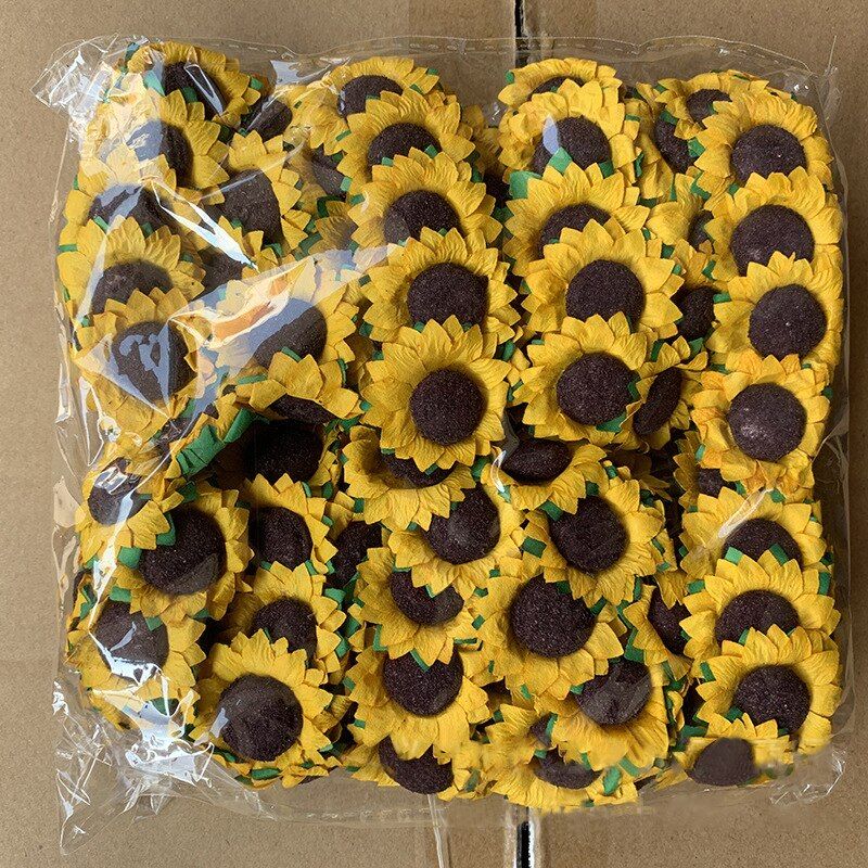 10/30/50/100pcs Artificial Sunflower Flowers for Gift Box Diy Decor Paper Flowers Scrapbooking Craft Mini Daisy