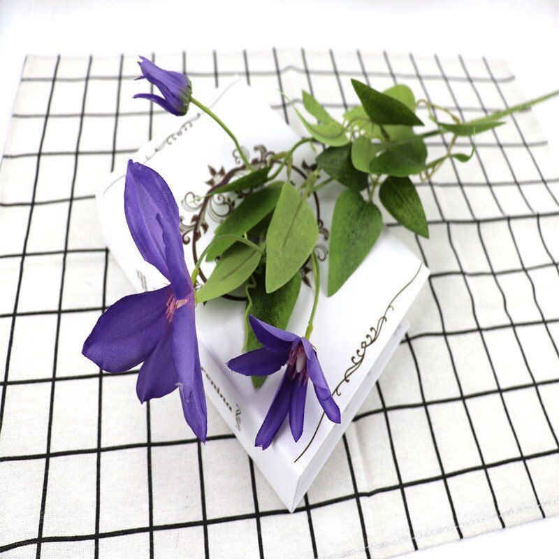 3 Head Clematis Artificial flower Orchid Home Living Room Decoration Flowers Simulation Silk Flower