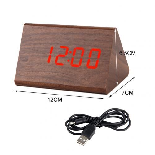 Desktop Decor Sound Control USB Rechargeable LED Digital Wooden alarm clocks for bedrooms