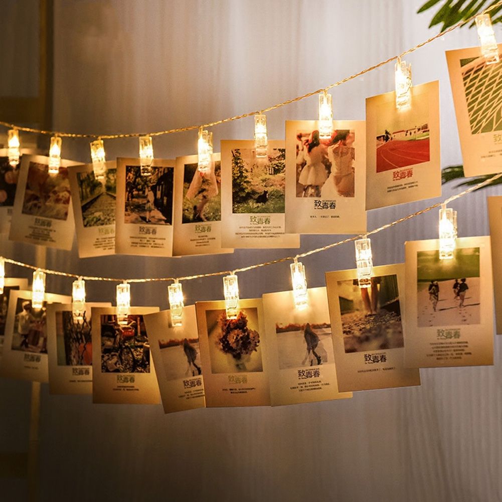 【BestGO】1.5M/2M/3M/5M  String Lights with Clips to Hang Pictures Valentine's Day Decoration Wall Lights String to Hang Photos