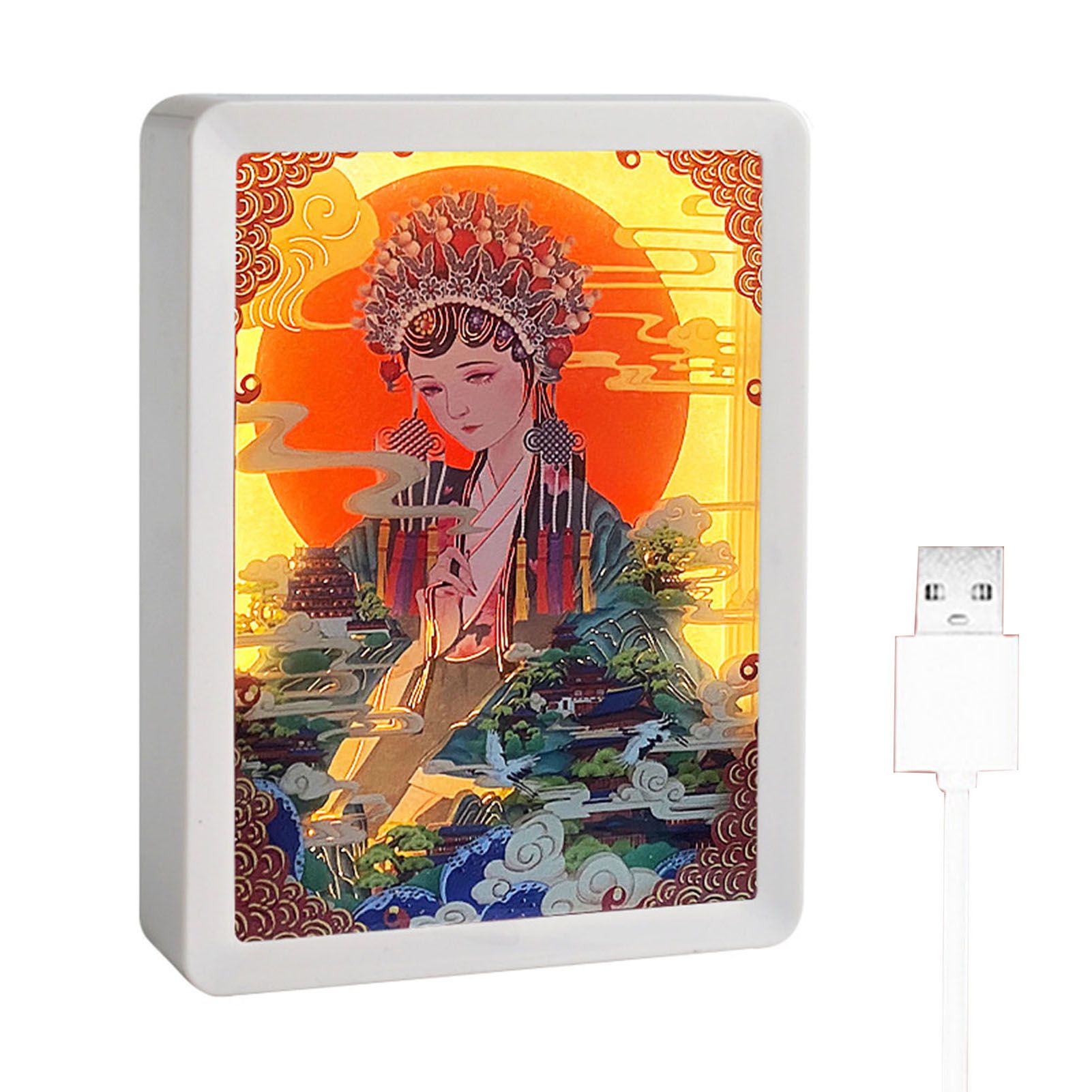 Paper Cut Light Ancient Style Girls 3D Night Lamp Ornament