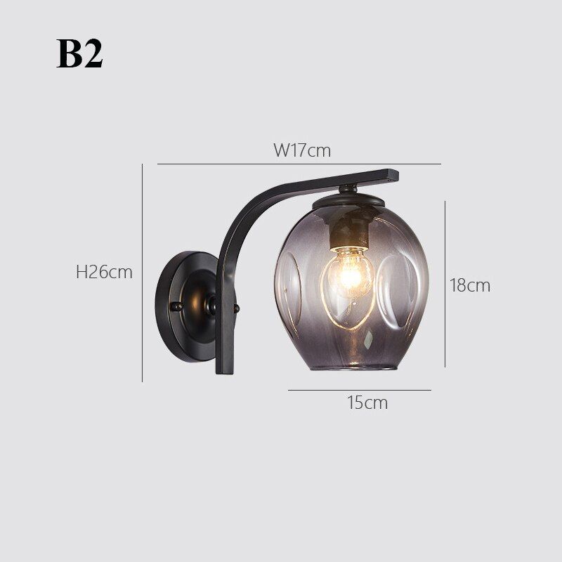 Modern Color Sconce Wall Lamp Glass Lampshade Loft Decorative Indoor Corridor Led Wall Lights Fixtures E27 Black  Blue