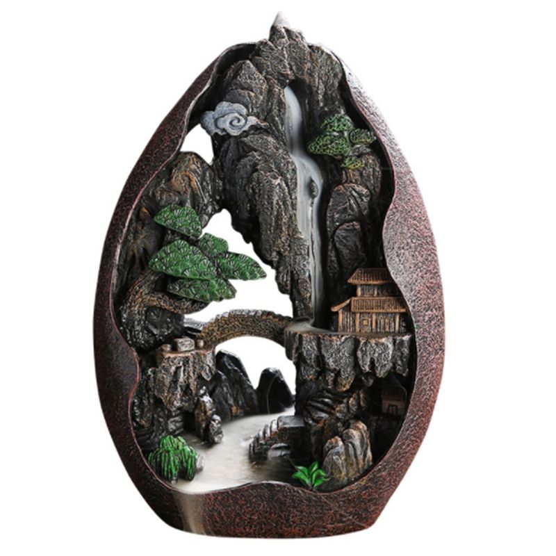 Lofty Mountains and Flowing Water Backflow Incense Burner Smoke Waterfall Incense Sticks Holder 20 Pcs Incense Cones