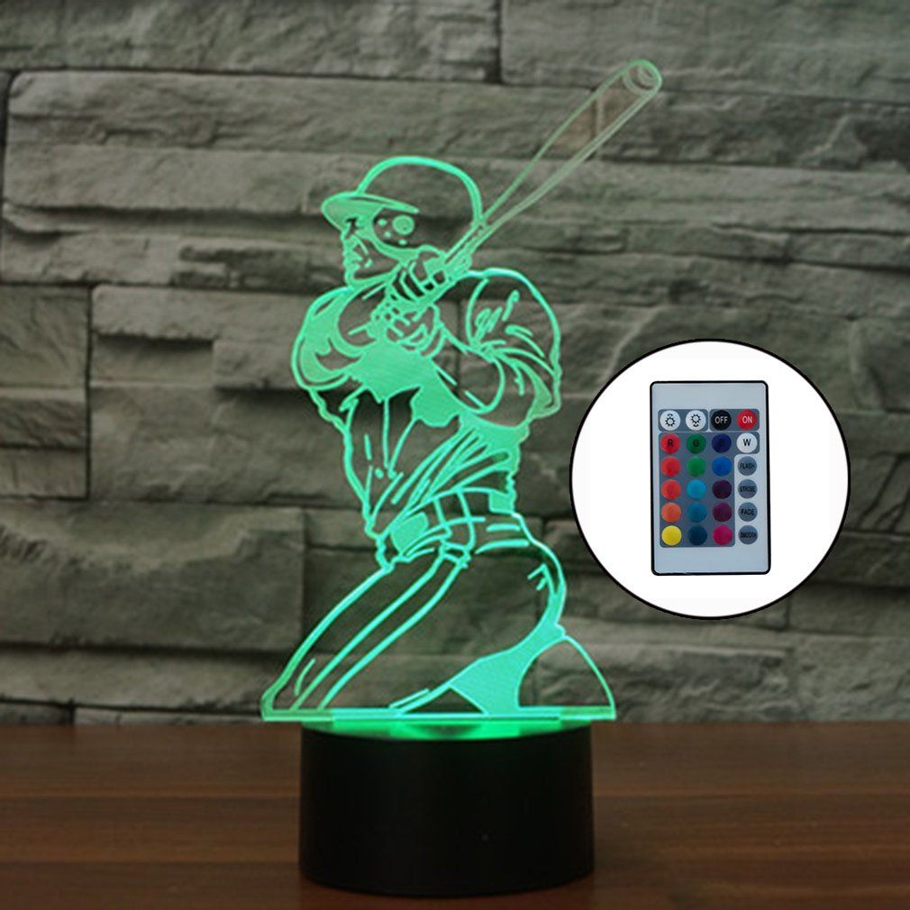 Playing Baseball Touch Table Lamp 7 Colors Changing Lamp 3D Led Night Light Colorful Powered By Usb Cable