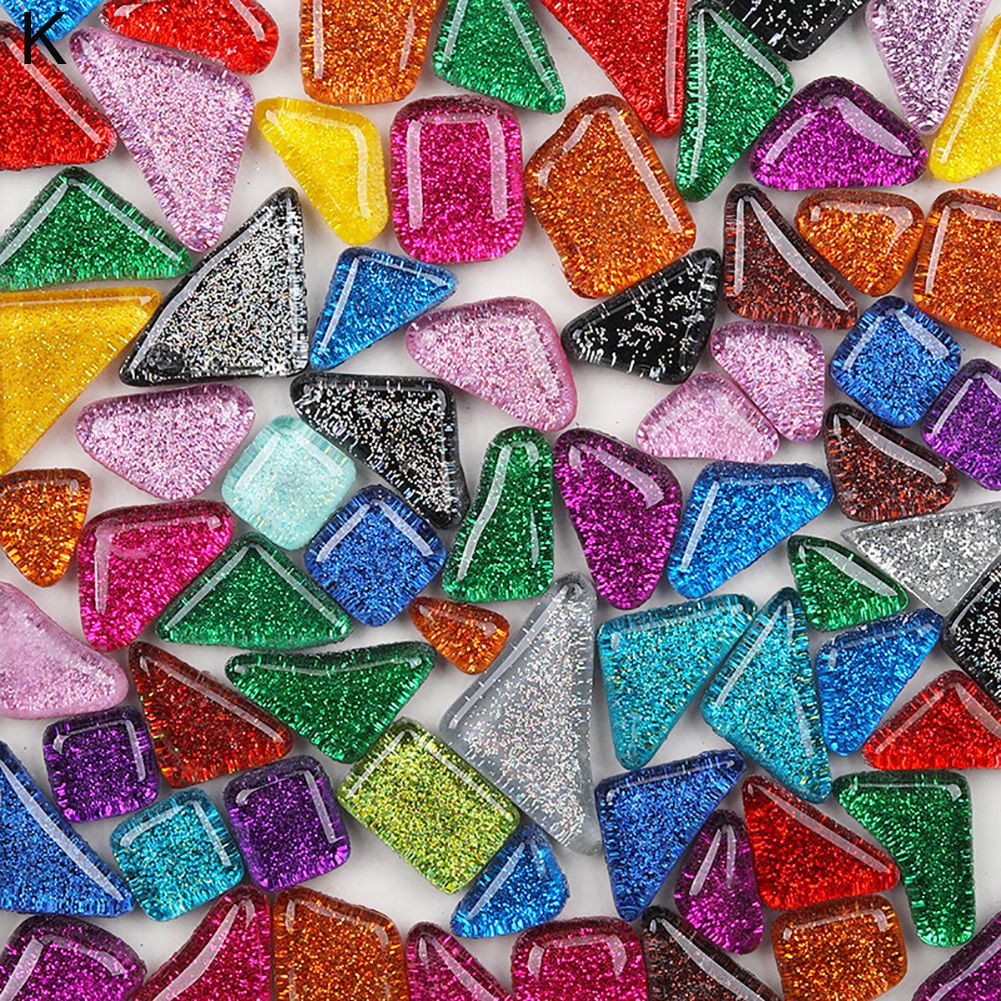 500Pcs Irregular Mixed Color Glitter Mosaic Stones DIY Handmade Craft Home Decor