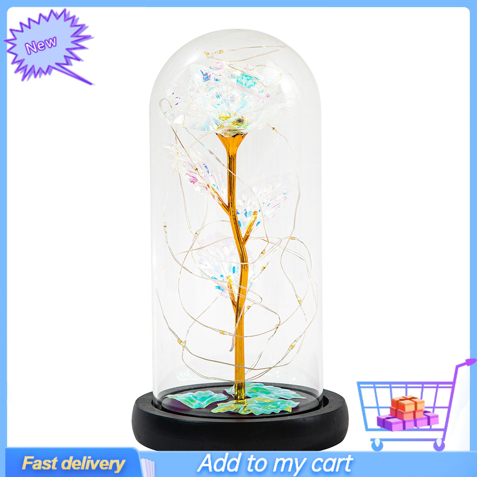 Simulation Rose Lamp with Lampshade Table Night Light Home Decor Valentine Gift