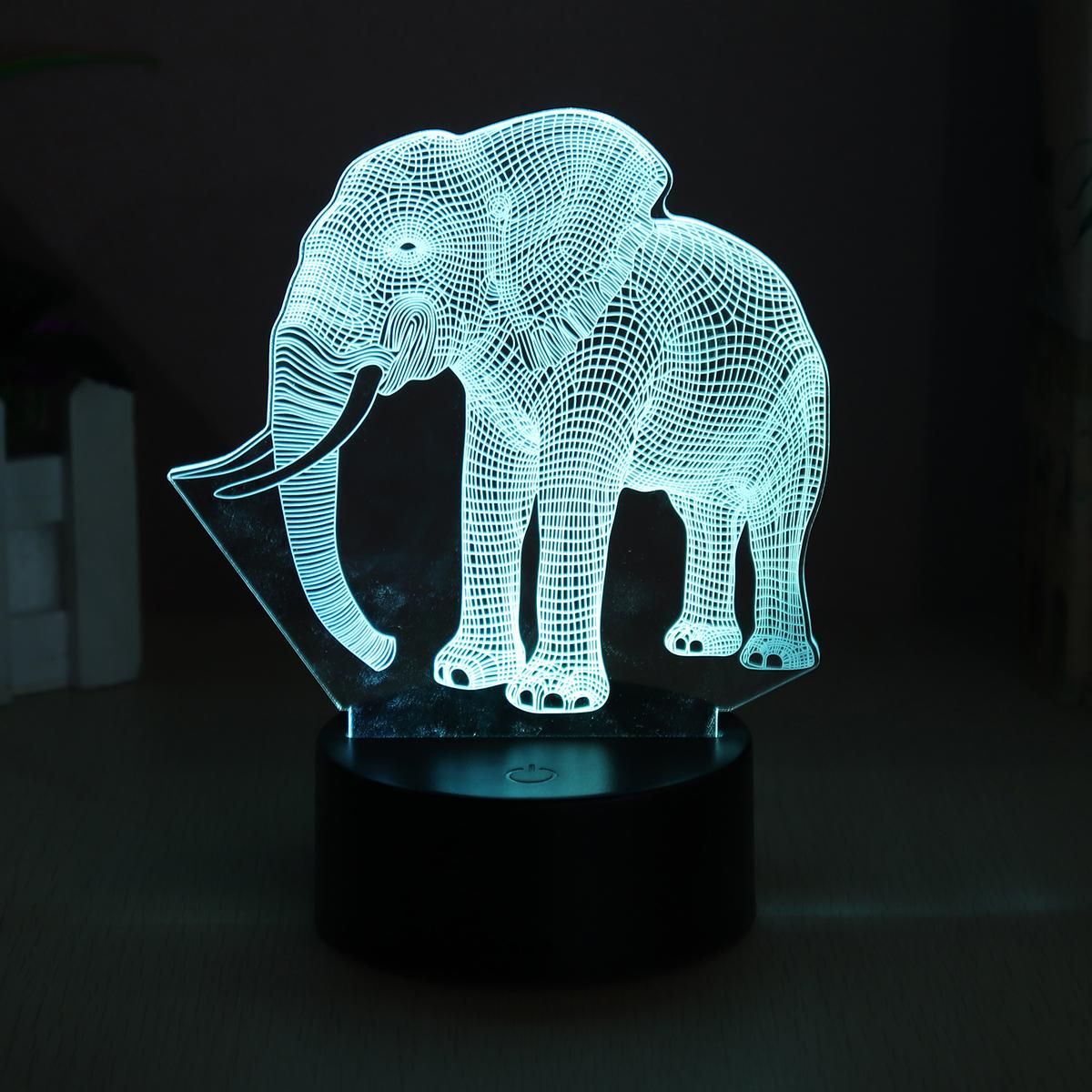 Acrylic Elephant Model 16 Color LED Lights Remote Control Touch Switch Gifts -